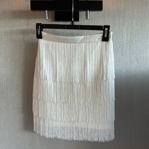 Meshki Sofia Fringe Mini Skirt White Size XS